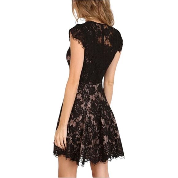 The Jetset Diaries X Free People Fantasia Skater Dress Black Nude Lace XS - Picture 2 of 8